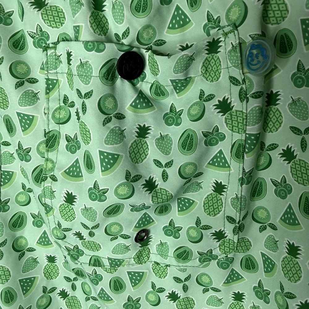 Mr Swim Green Tonal Hybrid Swim Trunks Fruit Men's Medium Lined Beach Pineapple